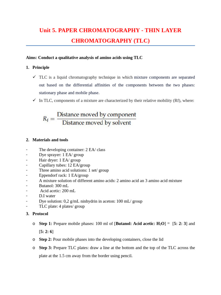 Unit 5 | PDF | Thin Layer Chromatography | Chromatography