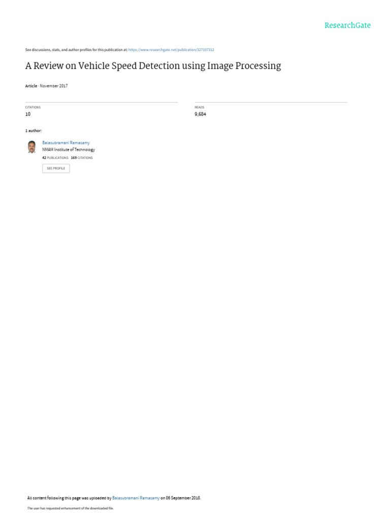 A Review On Vehicle Speed Detection Using Image Processing: November ...