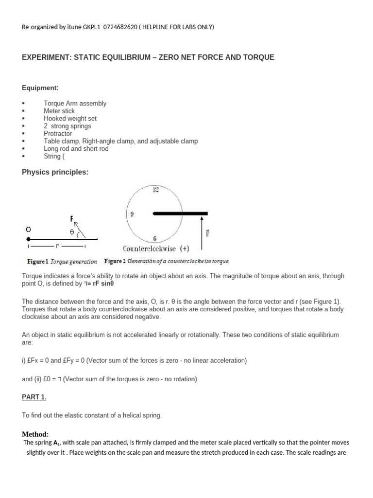 TORQUE Static Equlibrium | PDF | Force | Torque