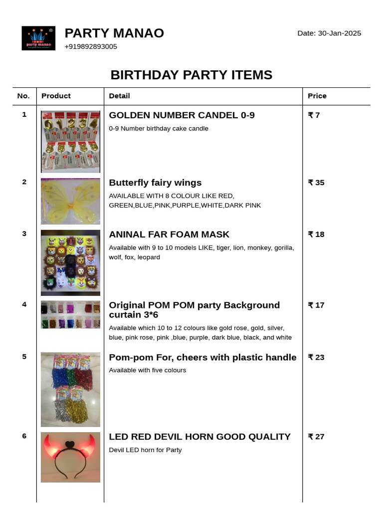 Birthday Party Supplies and Decorations | PDF | Rupee | Balloon
