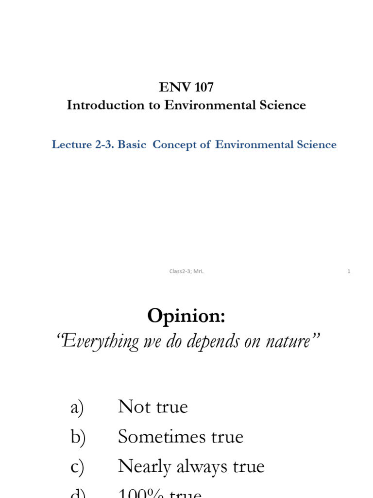 ENV - 107 - Lectures 2 - 3 - Fundementals - of - Environment | PDF ...