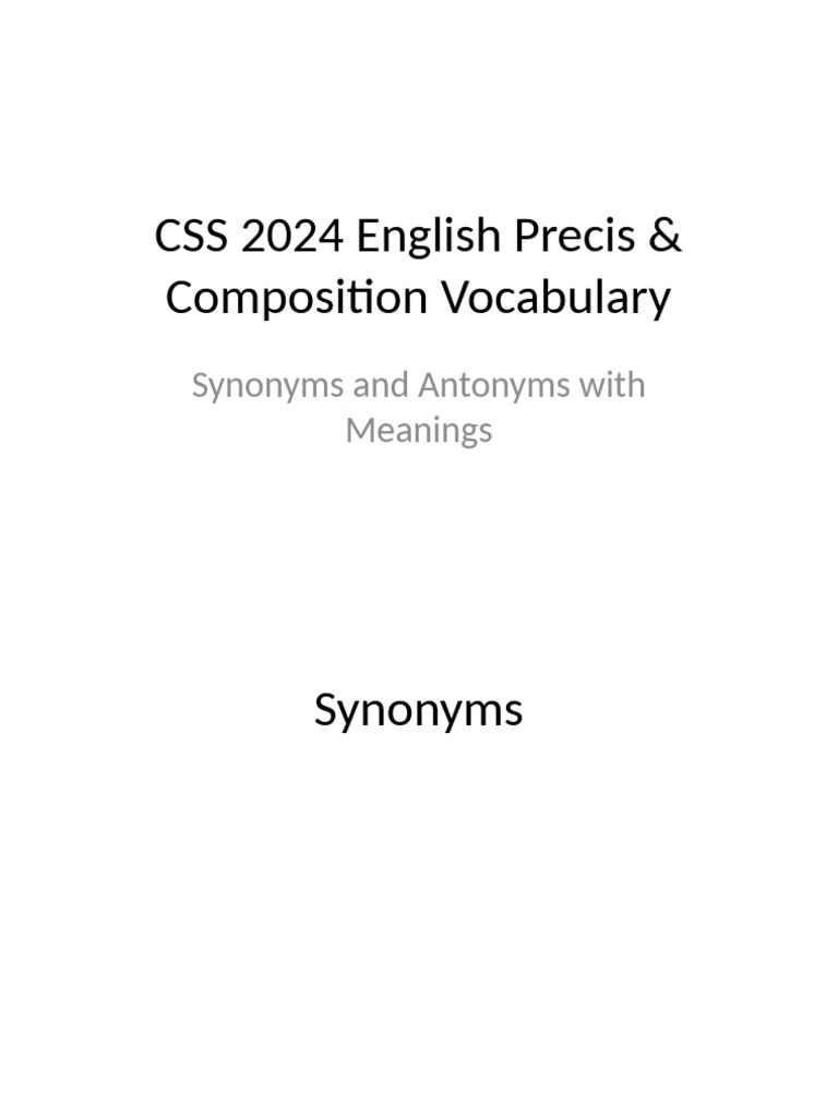 CSS 2024 Vocabulary | PDF