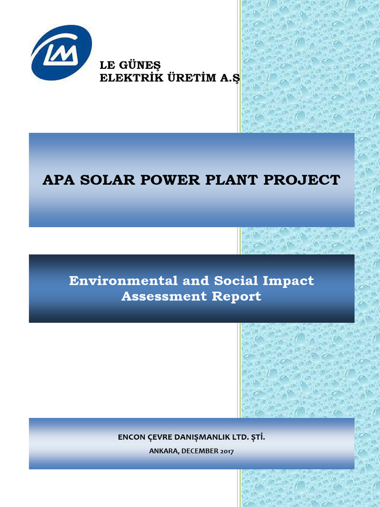 Solar Power Plant ESIA Report | PDF | Photovoltaics | Environmental ...