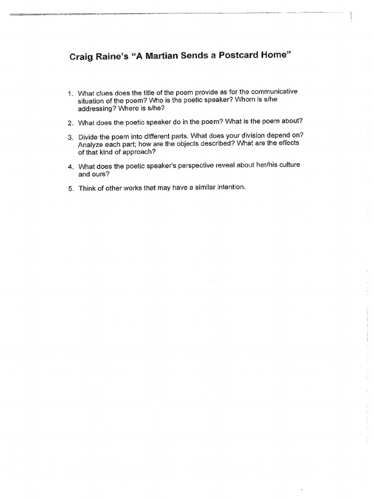 Handout Craig Raine | PDF