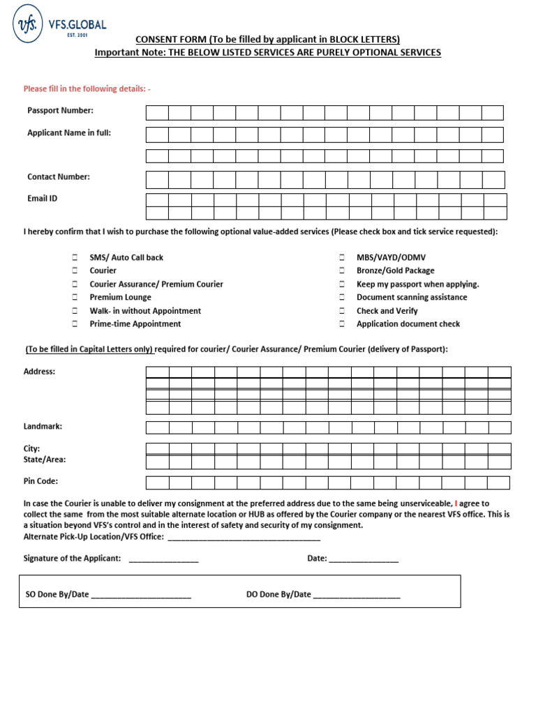 Courier Service Consent Form Details | PDF | Courier