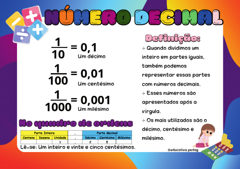 Números Decimais: Décimos, Centésimos e Milésimos | PDF