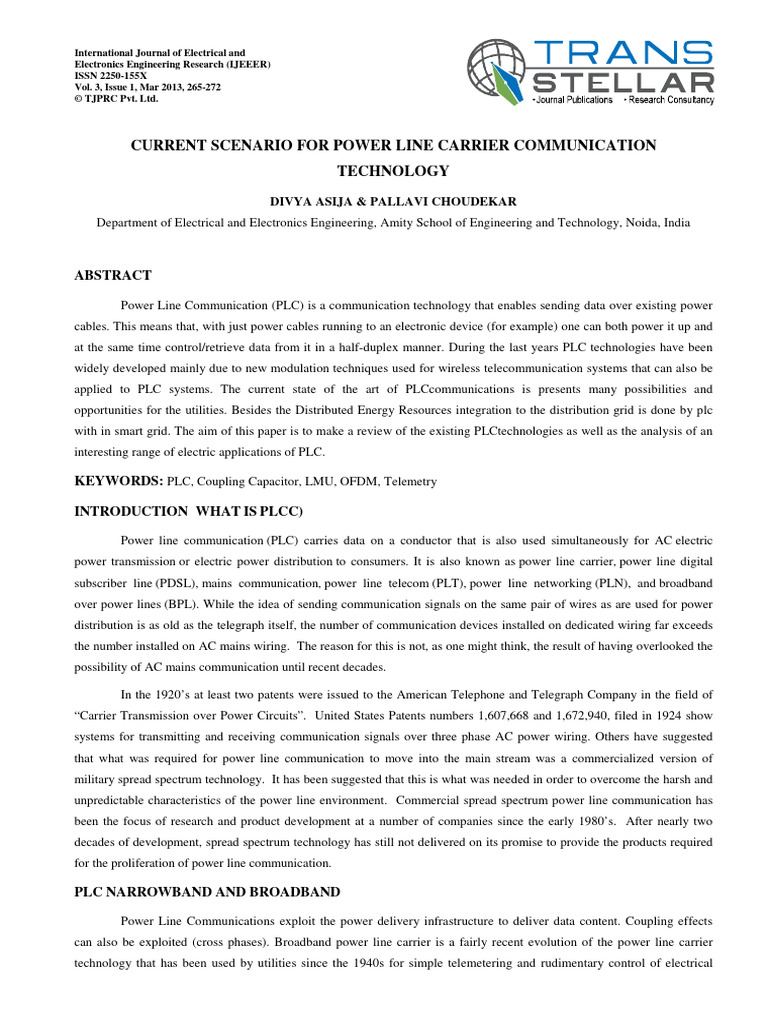 Power Line Communication Technology Overview | PDF | Modulation ...