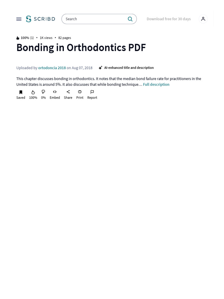Bonding in Orthodontics PDF - PDF - Tooth Enamel - Orthodontics | PDF
