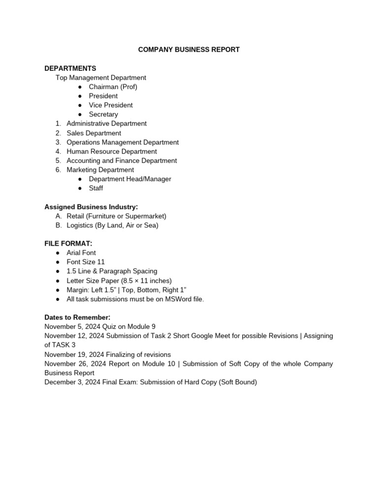 Comprehensive Company Business Report | PDF | Business