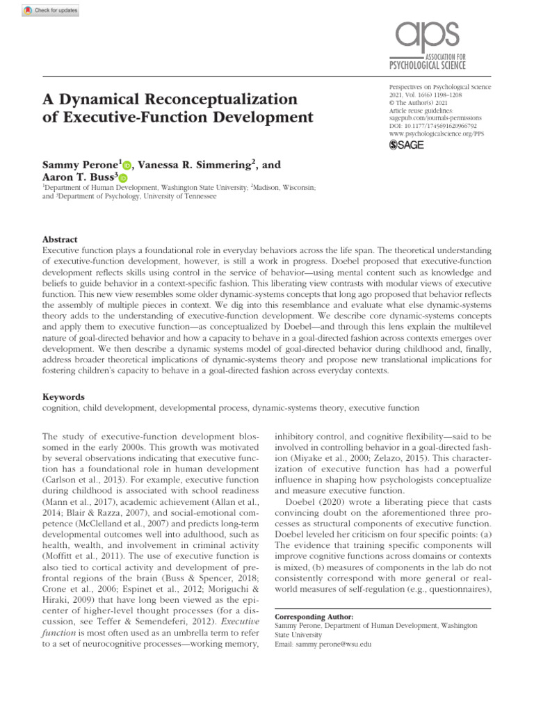 Perone Et Al 2021 A Dynamical Reconceptualization of Executive Function ...