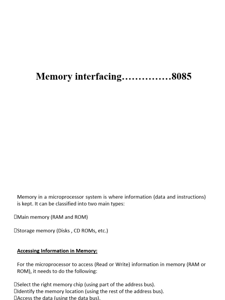 8085 Microprocessor Memory Interfacing | PDF | Input/Output | Computer ...