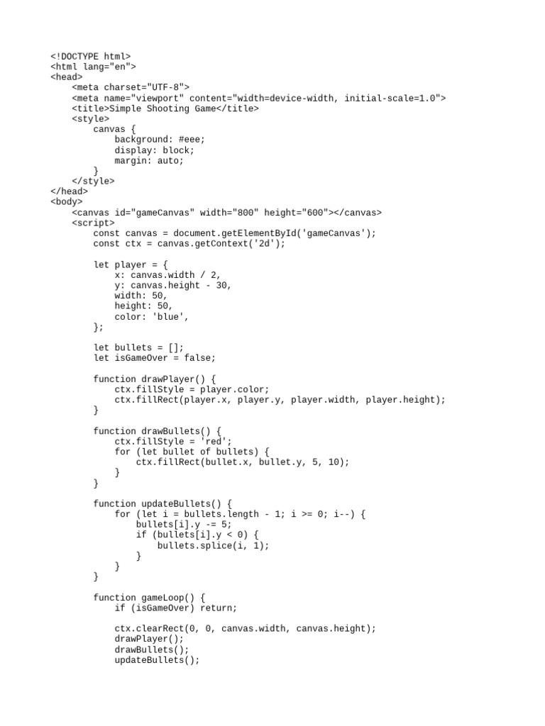 Simple JavaScript Shooting Game | PDF
