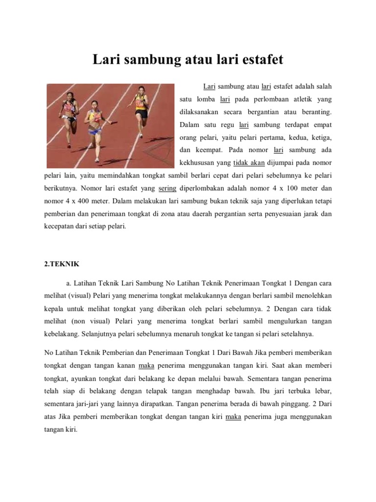 Lari Sambung Atau Lari Estafet