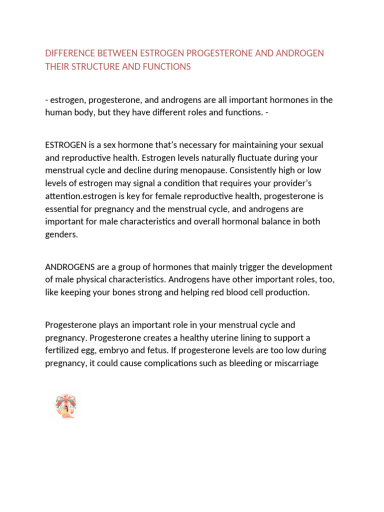 Estrogen, Progesterone, Androgens Explained | PDF