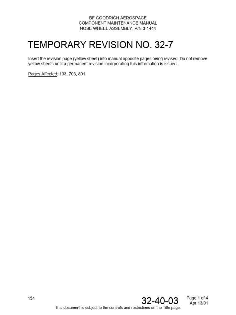 Temporary Revision No. 32-7: This Document Is Subject To The Controls ...