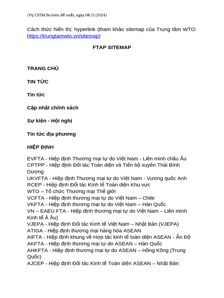 2024.03.07 FTAP Sitemap 2024-Draft Gui TMDT | PDF