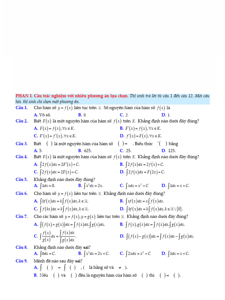 De 01 Nguyen Ham Form 2025 | PDF