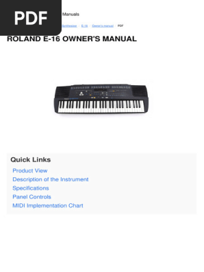 Roland E-16 | PDF | Chord (Music) | Synthesizer