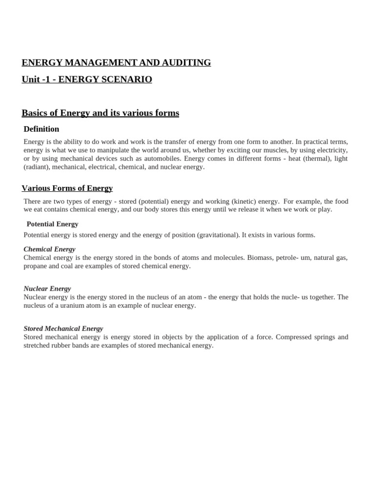 Energy Management and Auditing Overview | PDF | Energy Conservation ...