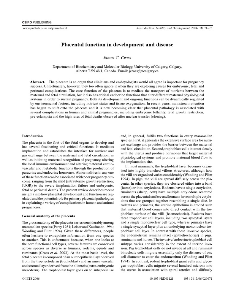 2-1-d-DM-Paper-I-Placental Function in Development and Disease | PDF ...