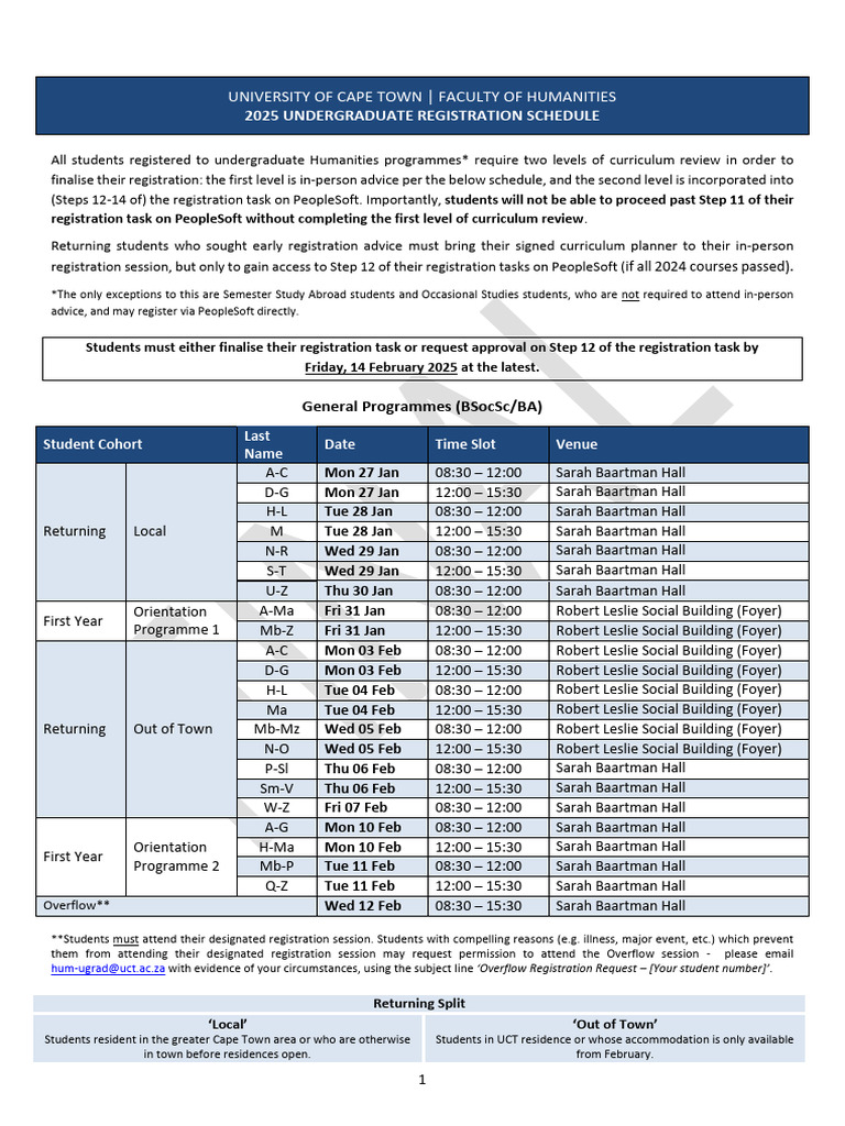 2025 Hum Registration Schedule | PDF