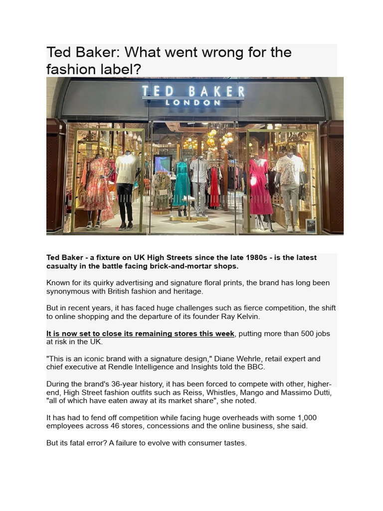 Ted Baker's Decline: Key Factors Explained | PDF | Brand