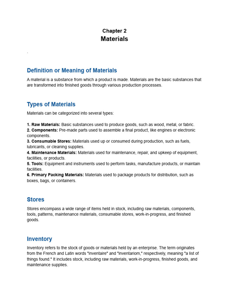 Materials | PDF | Inventory | Prices
