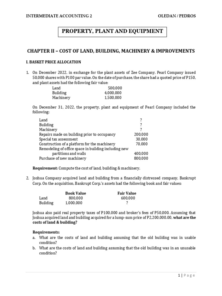 Cost Accounting for Land and Buildings | PDF | Cost | Fee