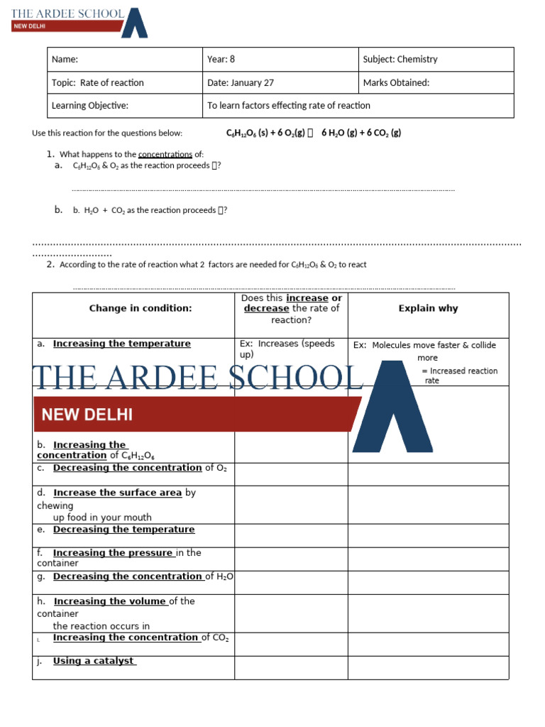 Factors Affecting Reaction Rates in Chemistry | PDF