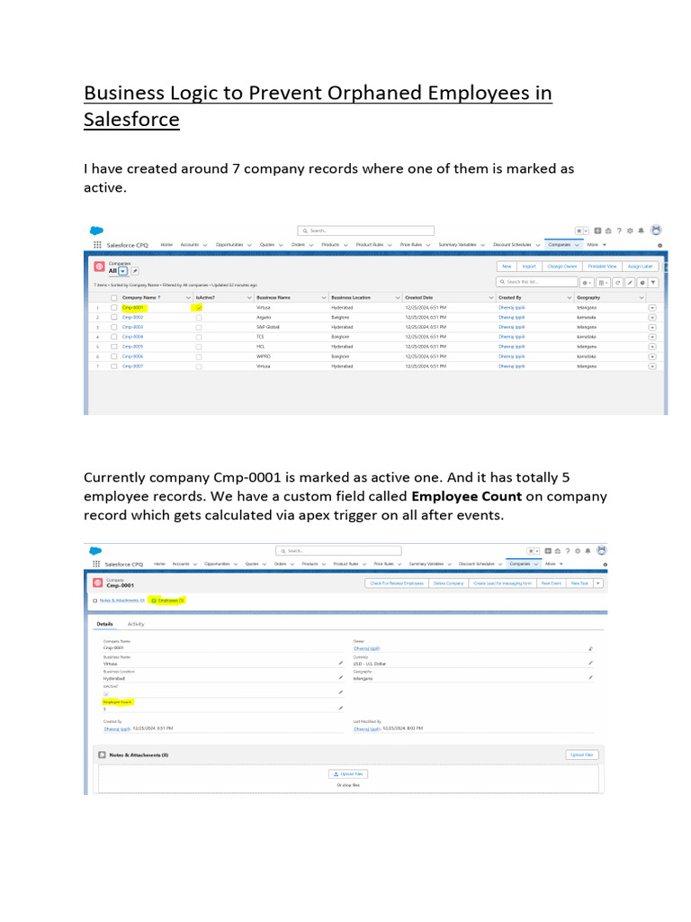 Business Logic To Prevent Orphaned Employees in Salesforce | PDF ...