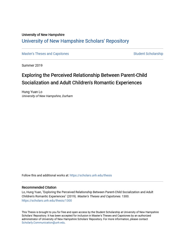 Exploring The Perceived Relationship Between Parent-Child Sociali | PDF ...