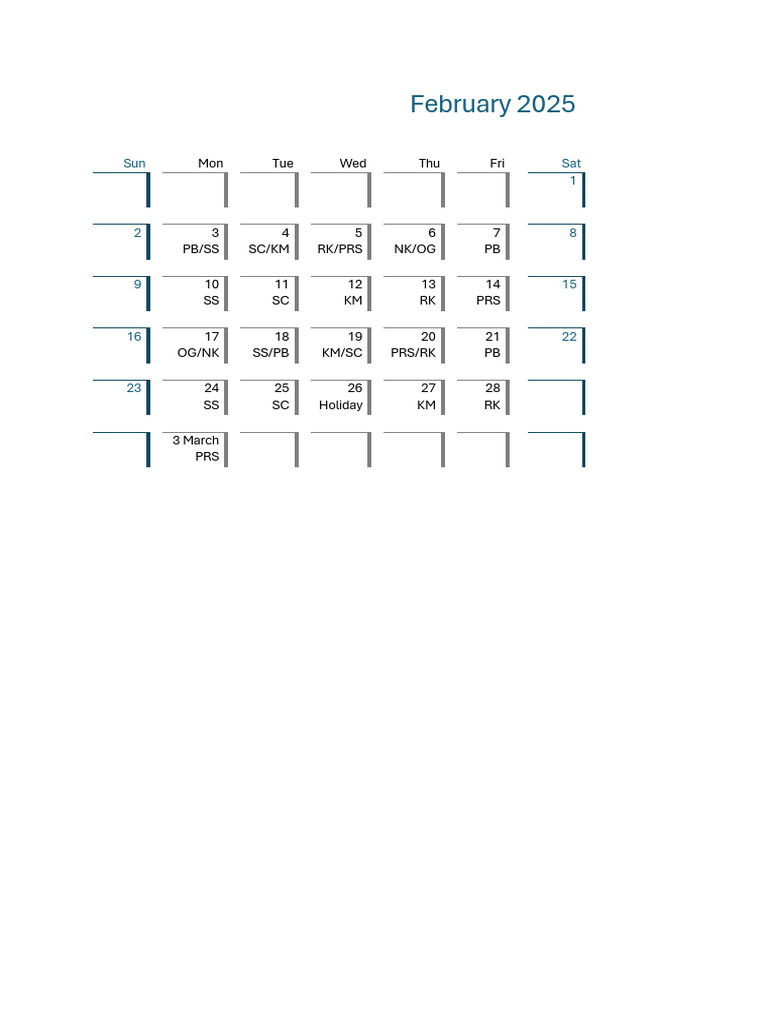 February 2025 Calendar Schedule | PDF