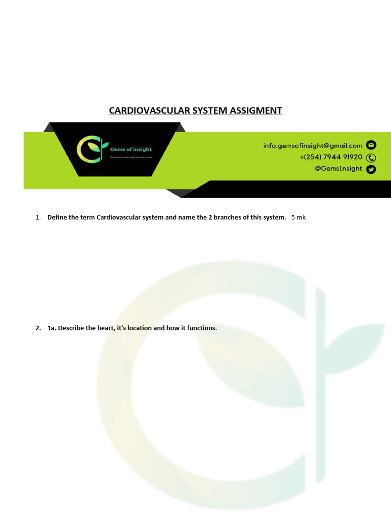 Cardiovascular System Study Guide | PDF
