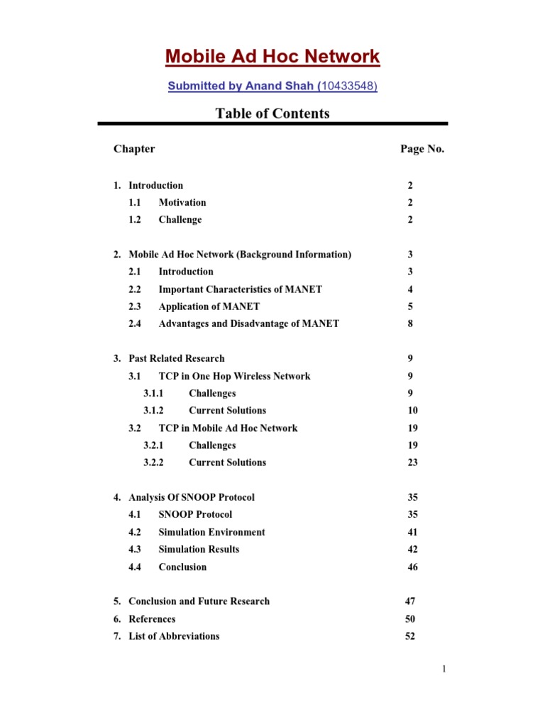 Overview of Mobile Ad Hoc Networks | PDF