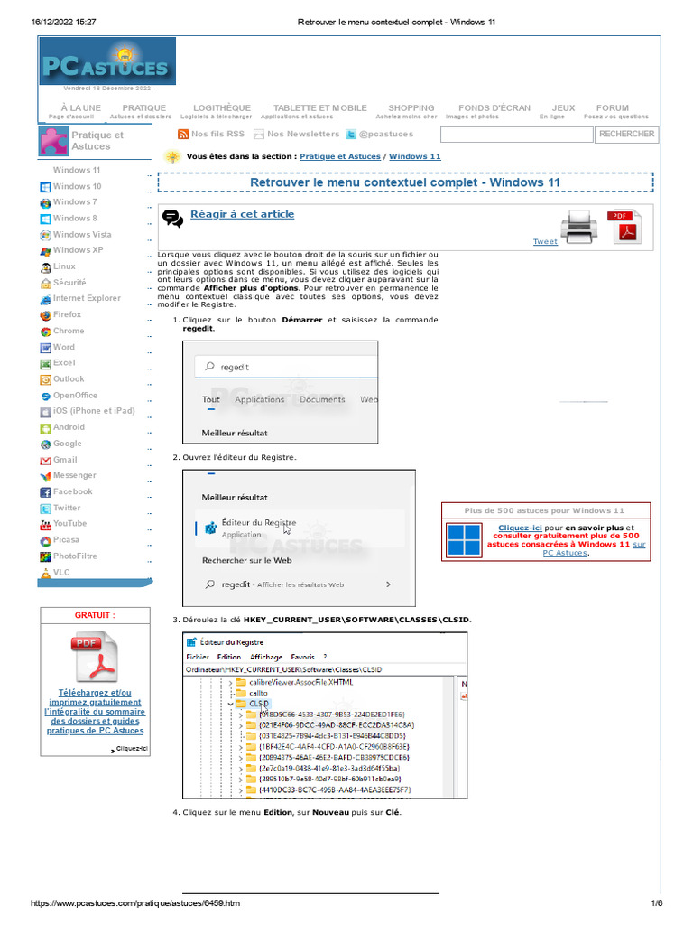 Retrouver le menu contextuel classique | PDF | Microsoft Windows | Internet