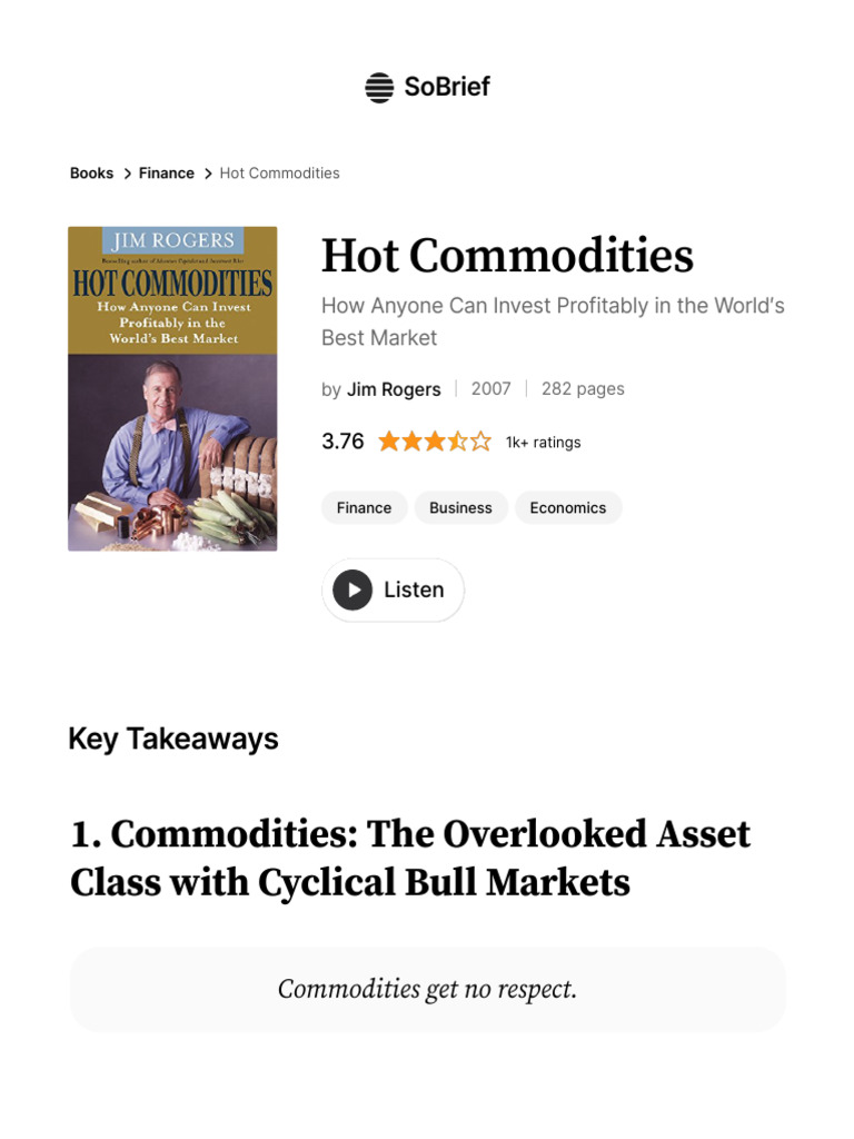 Hot Commodities | PDF | Investing | Financial Risk