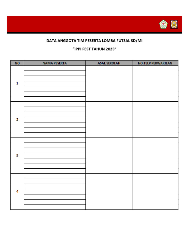 Data Anggota Tim Peserta Lomba Ippi Fest Tahun 2025 | PDF