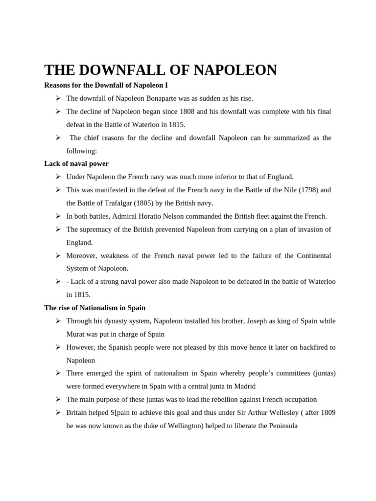 The Downfall of Napoleon PDF Napoleon First French Empire