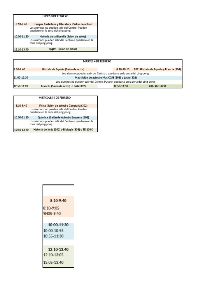 Horario de Clases: Febrero 2024 | PDF | Educación en artes liberales
