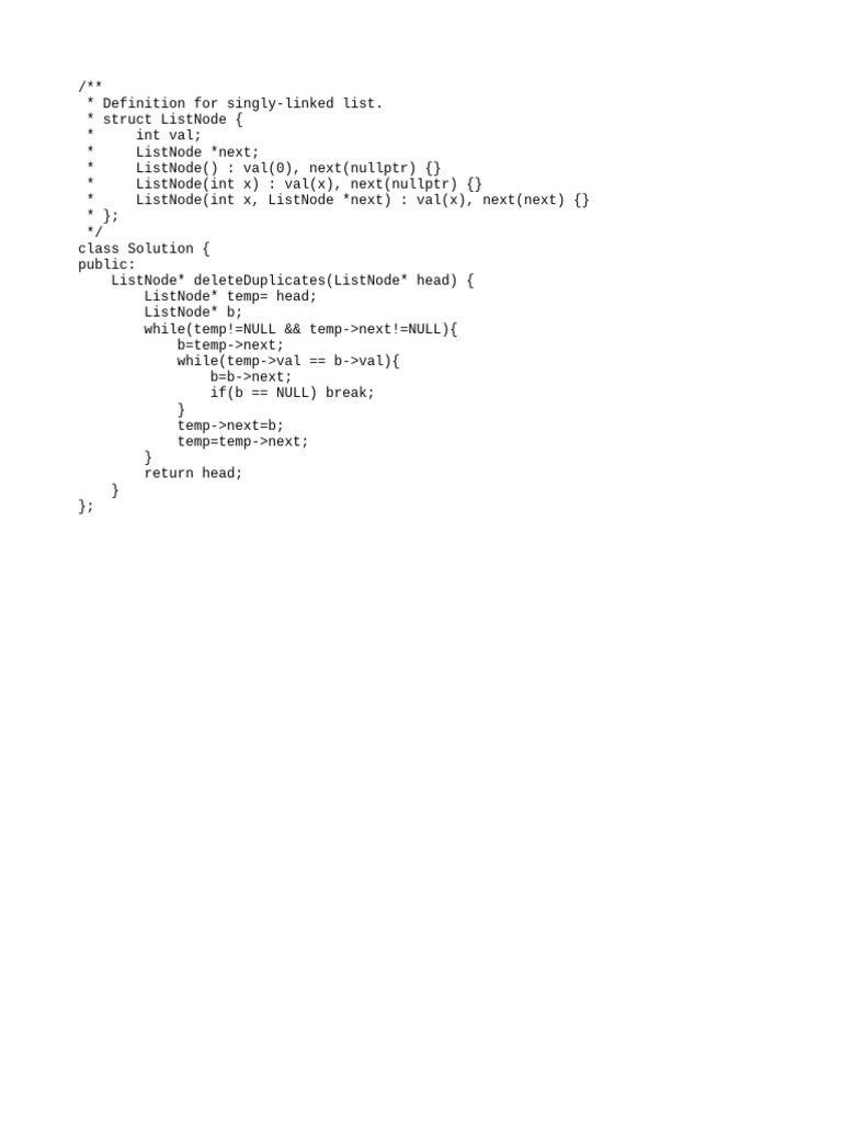 83. Remove Duplicates From Sorted List | PDF