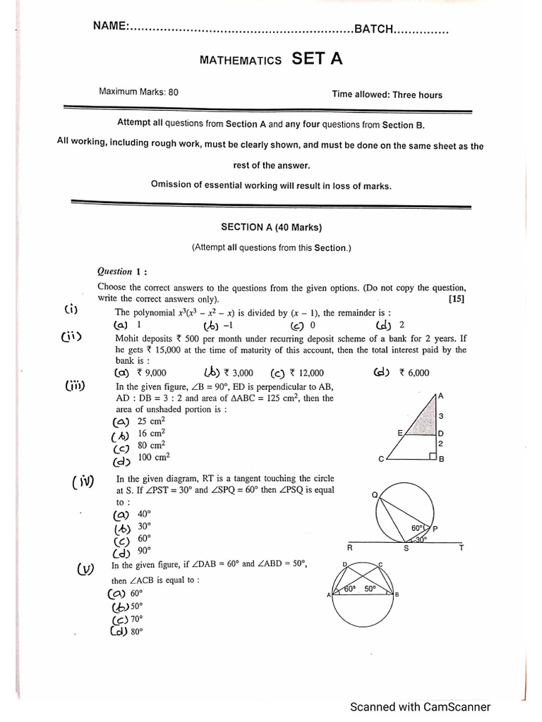 Solutions Mathematics Test 02.02.2025 | PDF
