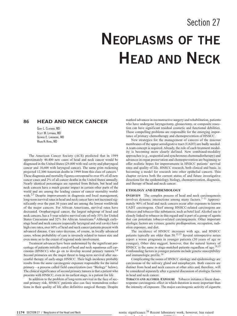 Head and Neck Cancer | PDF | Head And Neck Cancer | Carcinogenesis