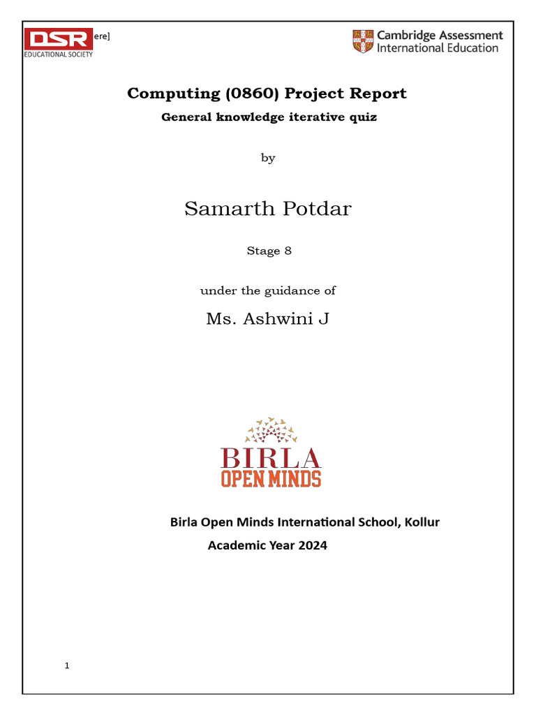 Conputing - Term End Projects - Samarth Potdar - 7A CIE 7 | PDF