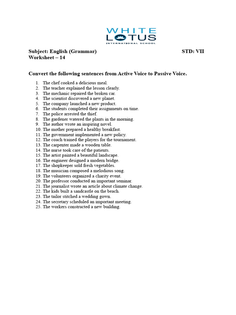 66 Class 7 English GR Worksheet 14 | PDF