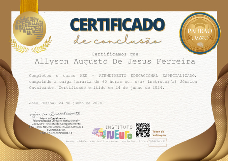 Certificado de Conclusão do Curso AEE | PDF