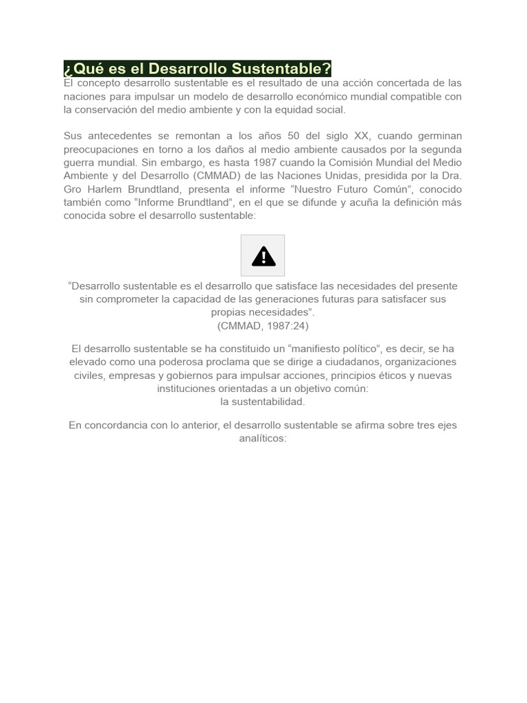 Definición de Desarrollo Sustentable | PDF | Sustentabilidad ...