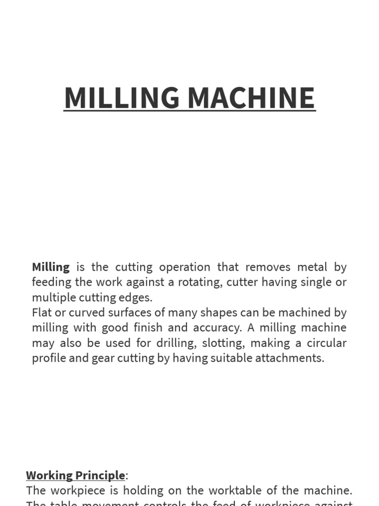 Milling Machine Operations Explained | PDF | Machining | Metalworking