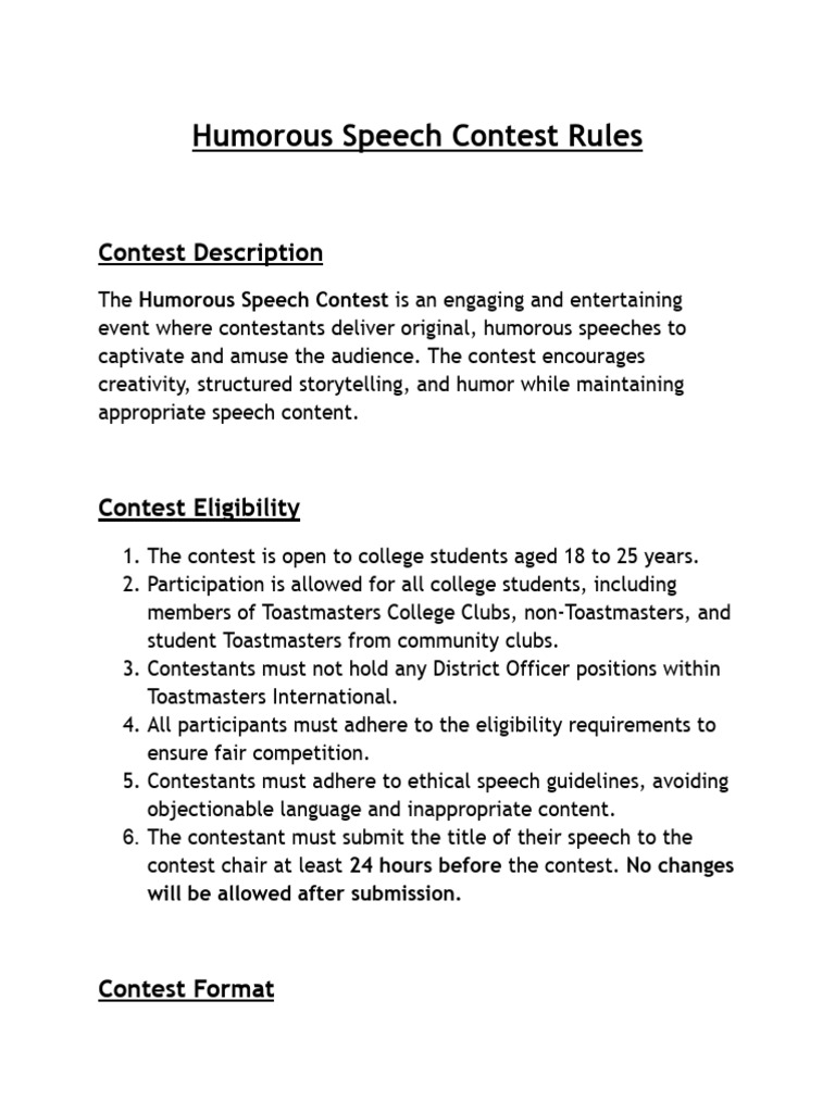Humorous Speech Contest_Rulebook 7.0 | PDF