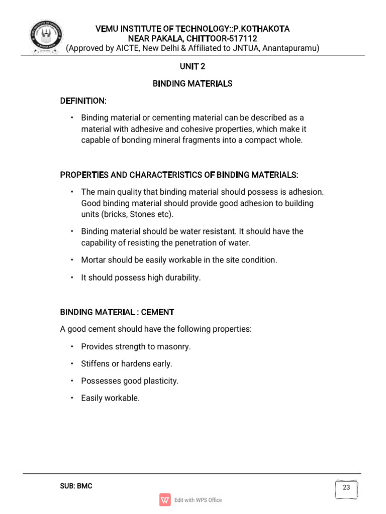 Construction Material Part One2 | PDF | Lime (Material) | Cement