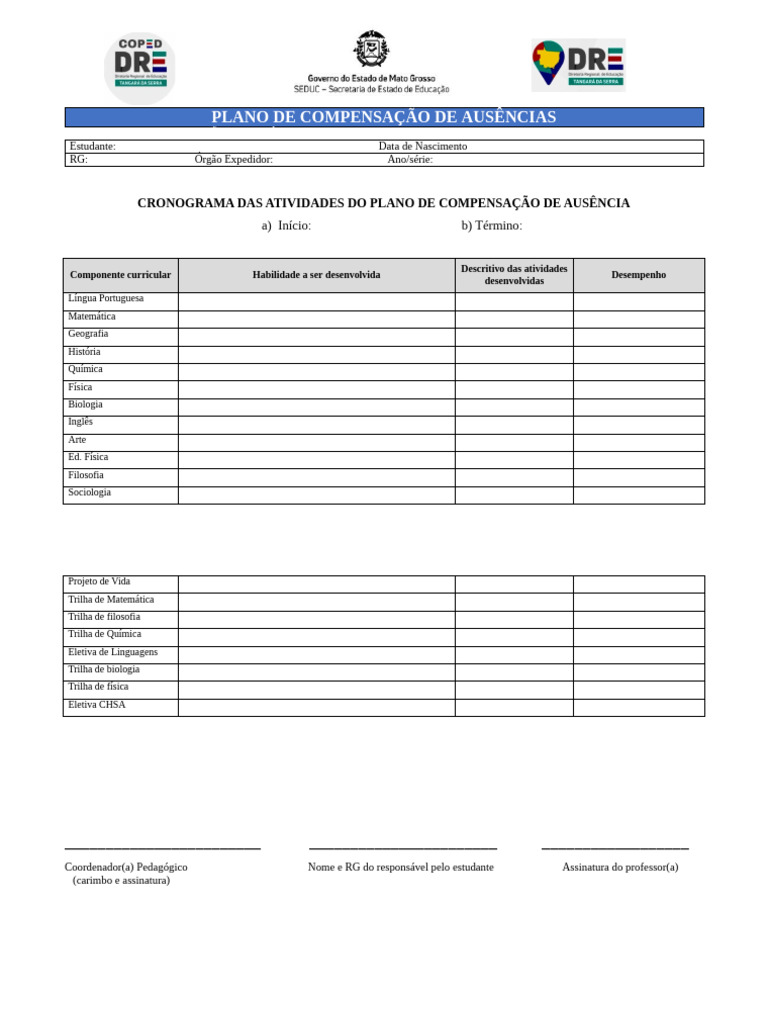 Modelo Plano de Compensação | PDF